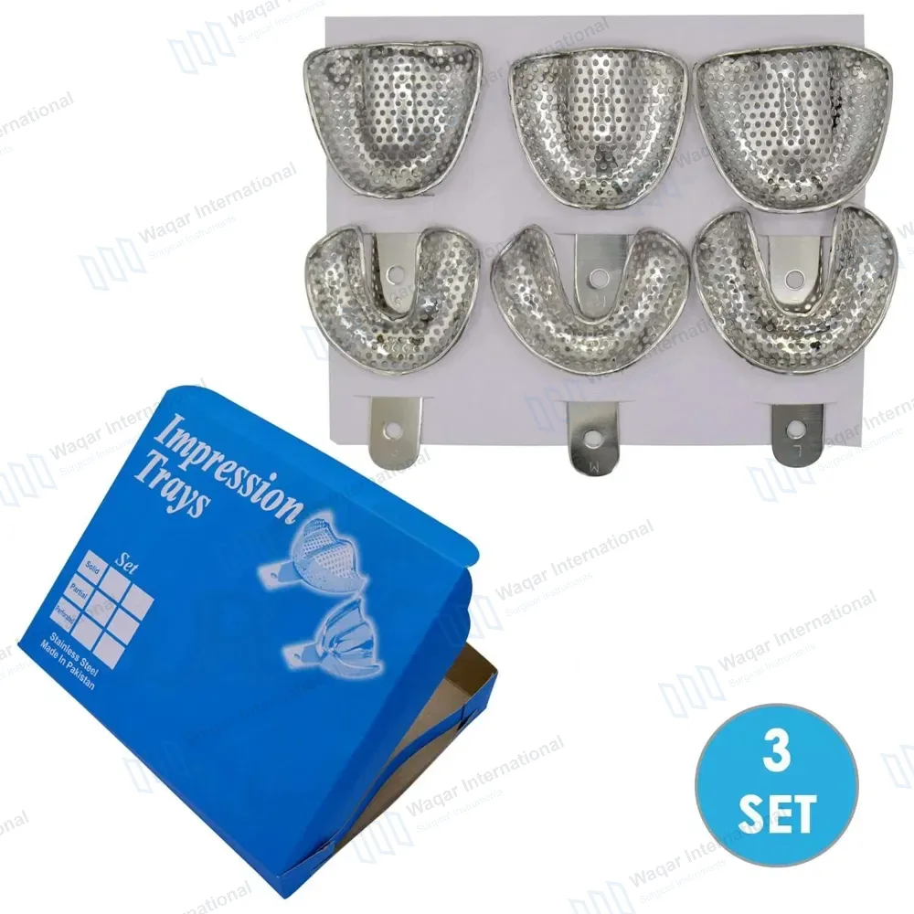 3 Set of 6 Dental Impression Trays Perfo S, M, L Edentulous Denture