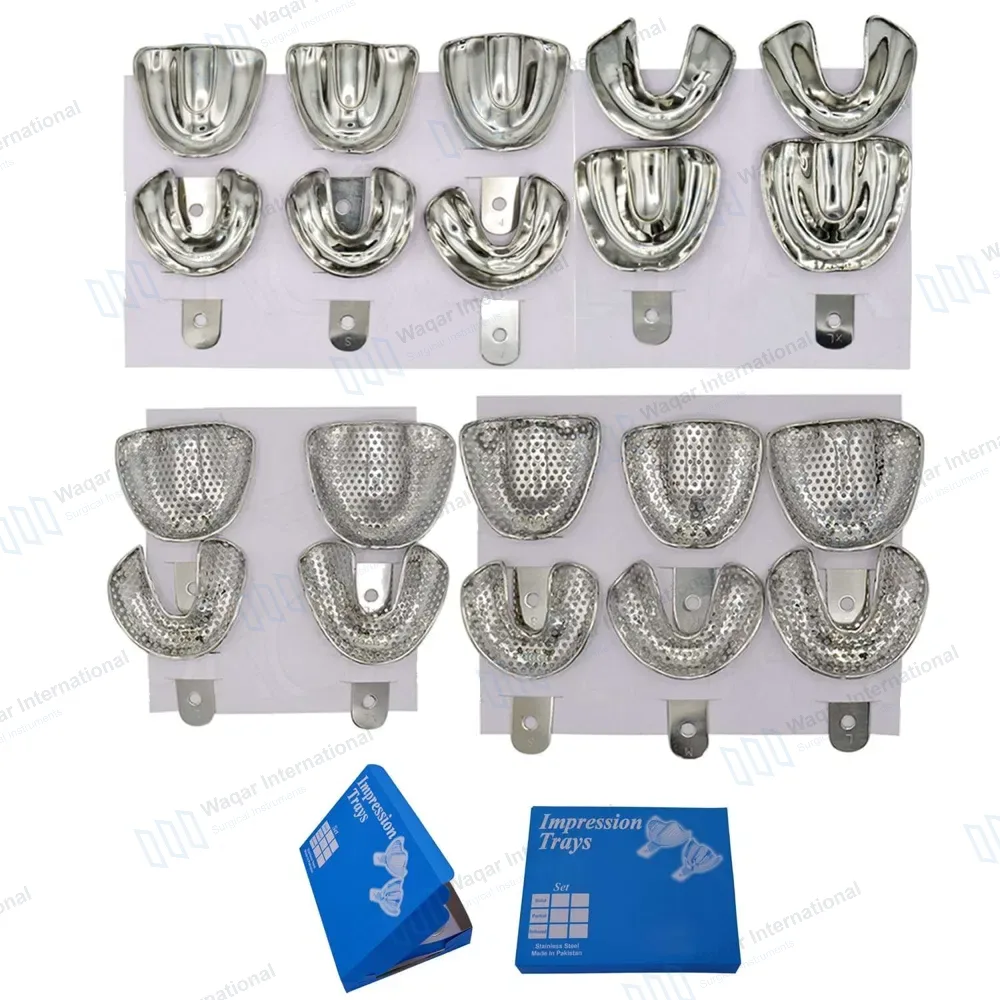 20 Edentulous Impression Trays Set Solid & Perforated XS, S, M, L, XL