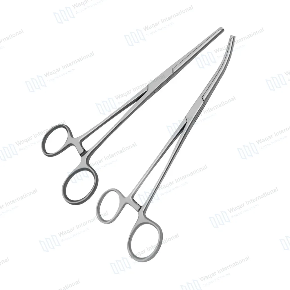 2 Rochester Ochsner Forceps 5.5″ Straight & Curved 1×2 Teeth Serrated Jaws