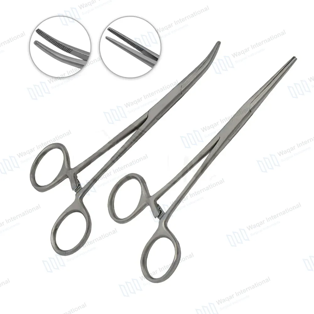 2 Kelly Forceps Set 5.5″ (14cm) Straight Curved