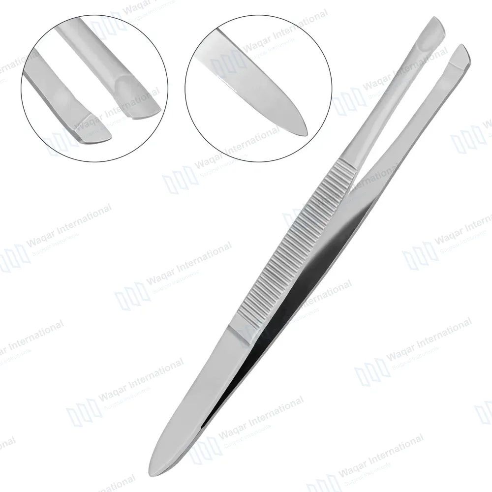 Eyebrow Tweezers 3.5″ Oblique Tip with Non-Slip Grip