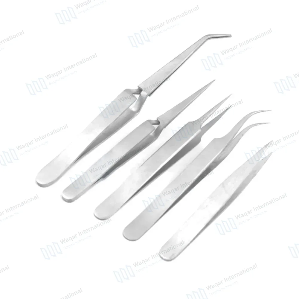 Pack of 5 Pcs Eye Care Tweezers for Eyelash Extension Pointed Eye Care Set