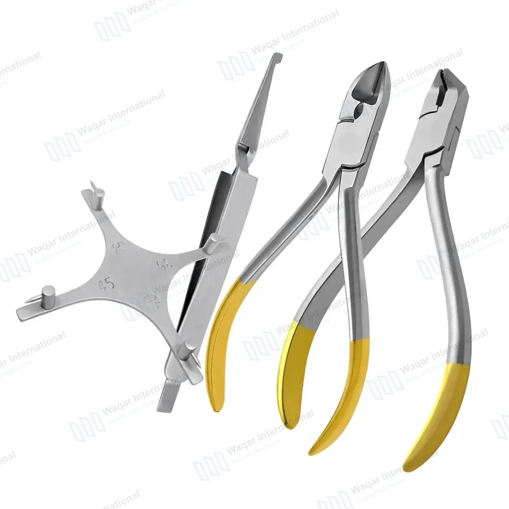 Ortho Kit of 4 Hard Wire Cutter Distal End Cutter Bracket Holding Tweezers Gauge