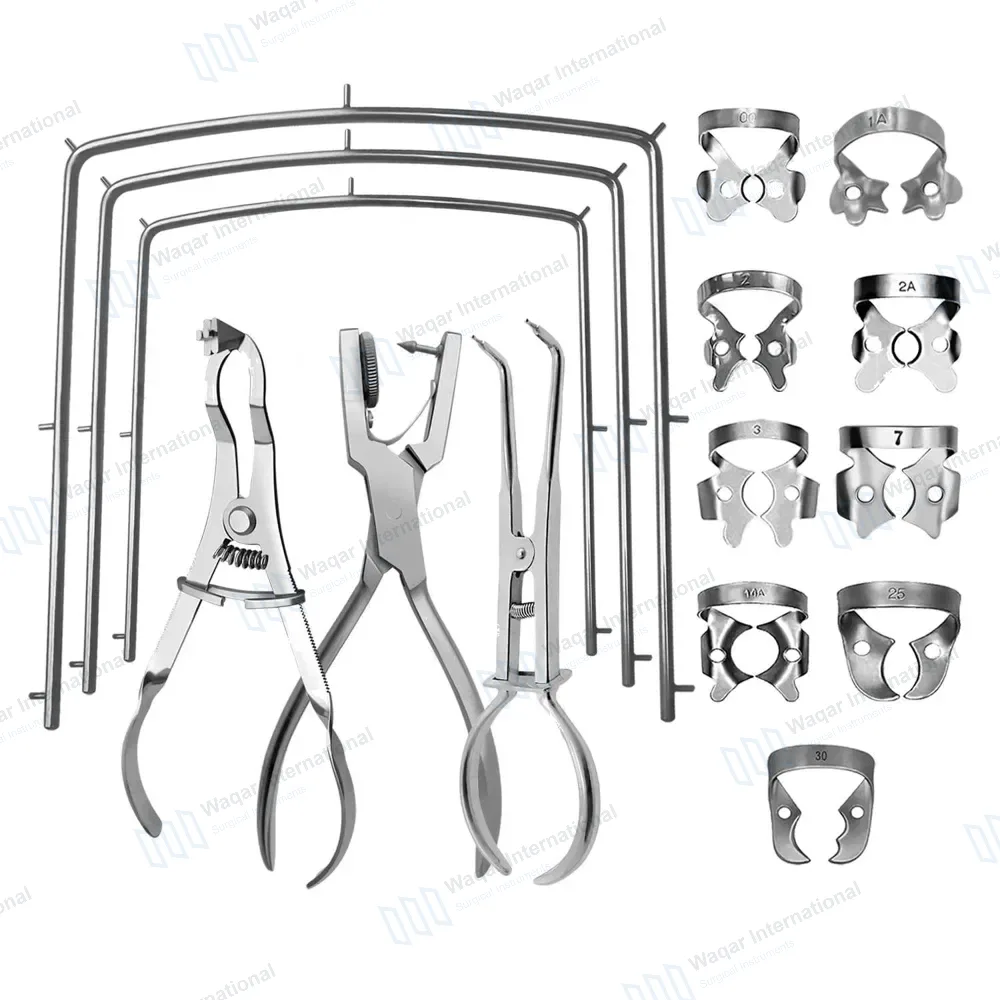 15 Pcs Starter Rubber Dam Kit with Ainsworth Stokes & Ivory Clamps