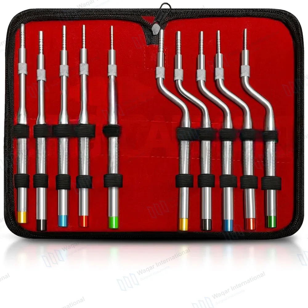 10 Pcs Sinus Osteotomes Set Color Coded Handle Implant Bone Grafting Elevators