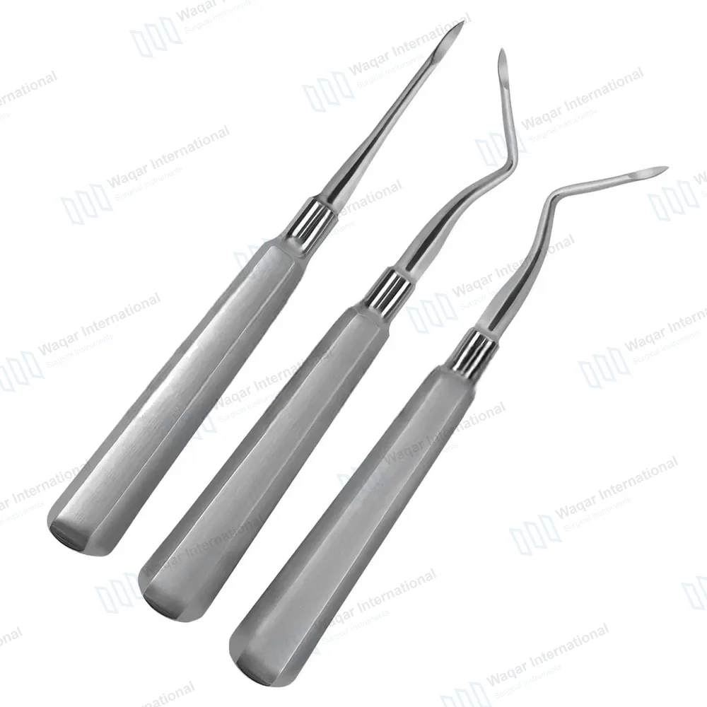 3 Heidbrink Root Tip Elevators Set Straight, Left, Right Angled Tips