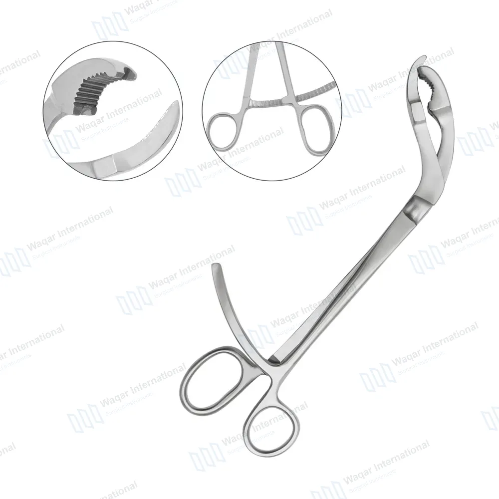 Verbrugge Bone Holding Forceps 6″ One Serrated Jaw – Curved