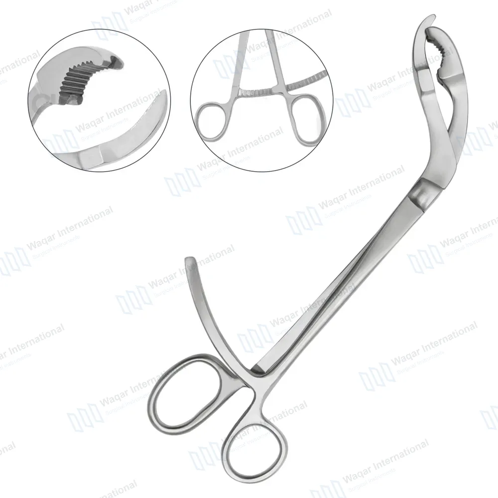 Verbrugge Bone Holding Forceps 10.5″ One Serrated Jaw – Curved