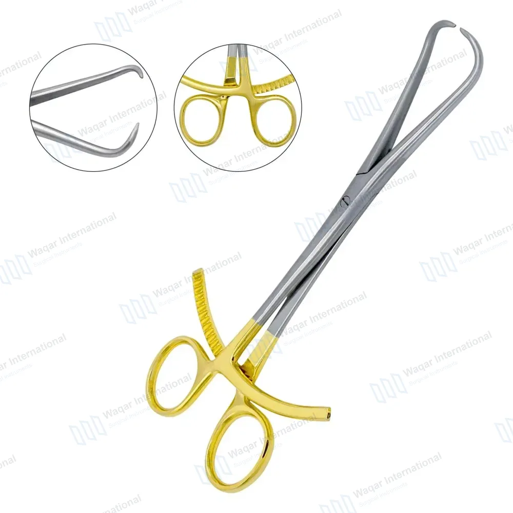 Bone Reduction Forceps 8″ Long Ratchet with Gold Plated Handle