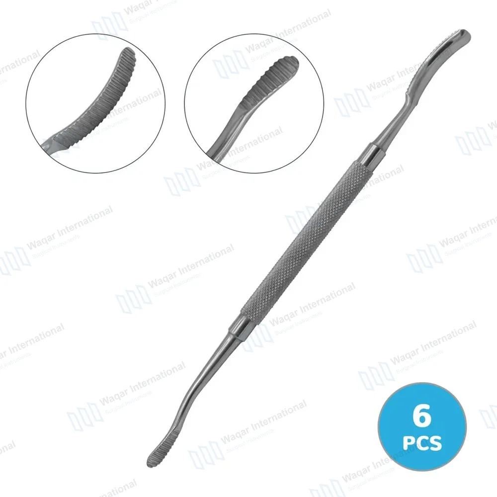 6 Dental Bone File #10 Double Ended 7″ Curved Up & Straight