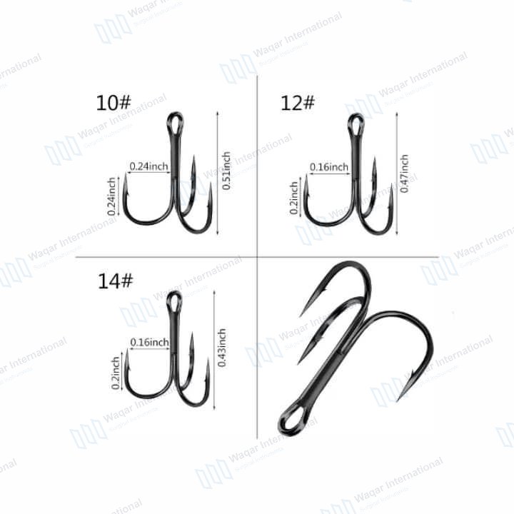 Triple Stinger Treble Glow Hooks-Stainless Steel Corrosion Resistant Circle — surgical instruments manufactured by Waqar International, Sialkot