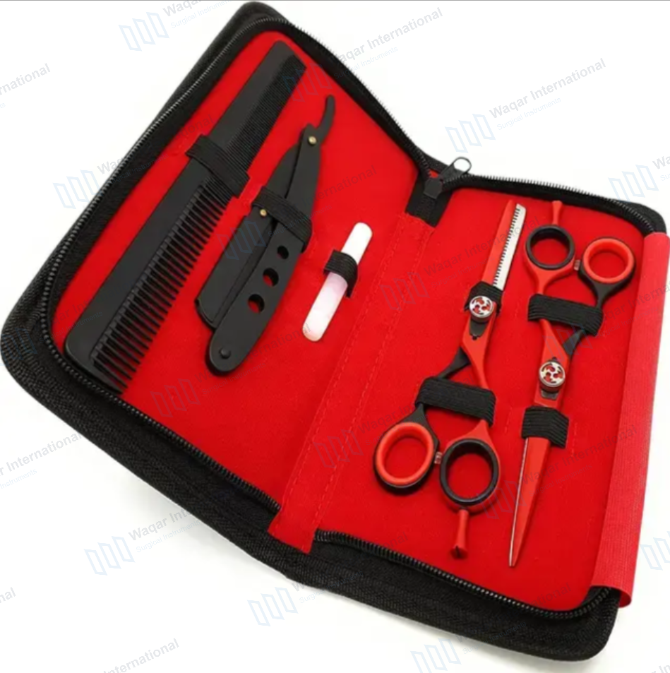 Stainless Steel Rechargeable Salon Barber Shear Set — surgical instruments manufactured by Waqar International, Sialkot