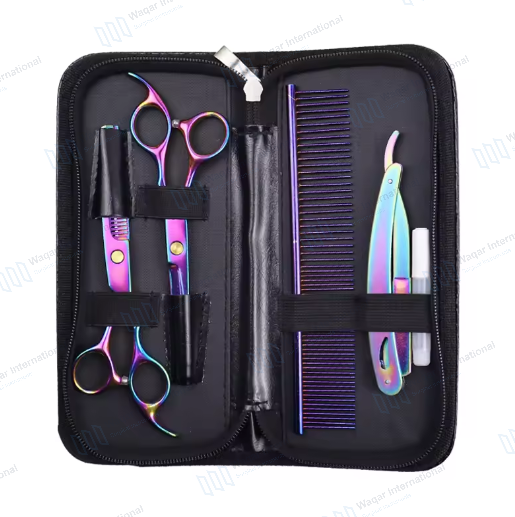 Stainless Steel Salon Barber Shear Set Kit Hair — surgical instruments manufactured by Waqar International, Sialkot