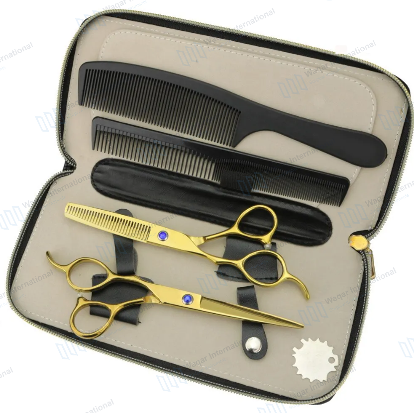 Stainless Steel Salon Barber Shear Set Kit — surgical instruments manufactured by Waqar International, Sialkot